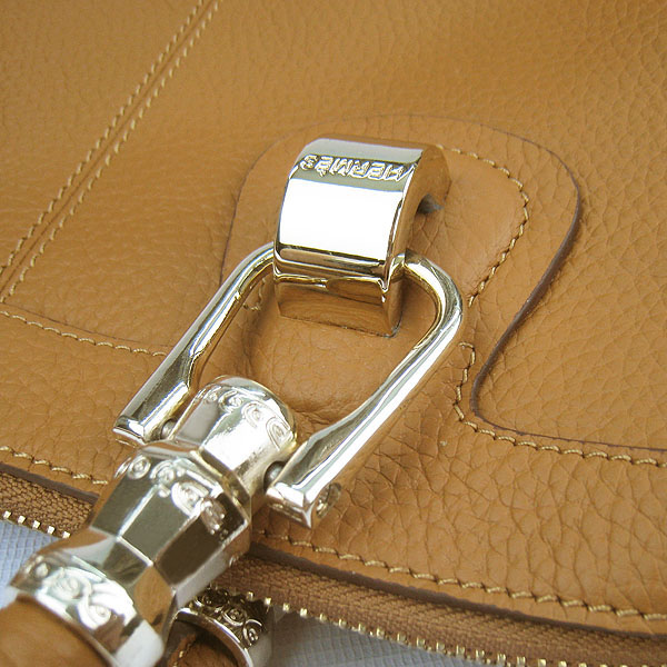 Fake Hermes New Arrival Double-duty leather handbag Light Coffee 60669